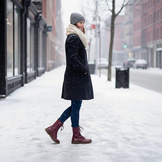 rutschfeste Schnürboot Barfußschuhe im Schnee