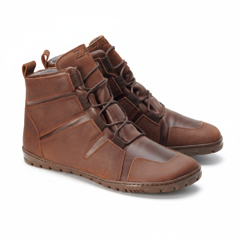 halbhohe Outdoor Barfußschuhe in braun - wasserdicht und rutschfest