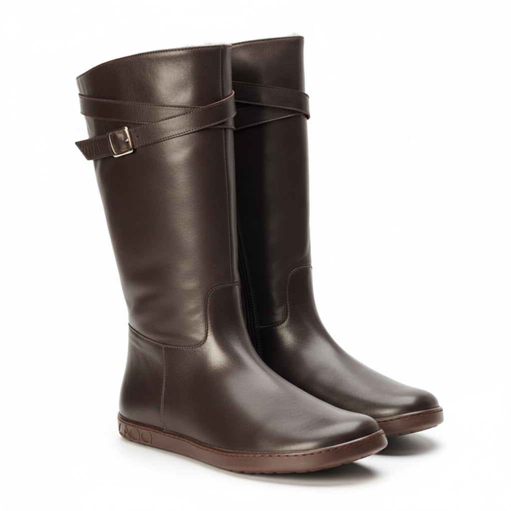 braune Winter Barfußstiefel für Damen 