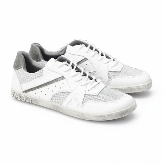 weiße Sneaker Barfußschuhe für Freizeit aus Leder und Mesh